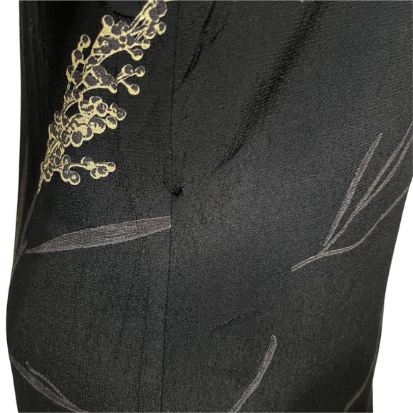 Reformation Medium Large Black Patterned Front Snap Long Sleeve Dress - Picture 7 of 8